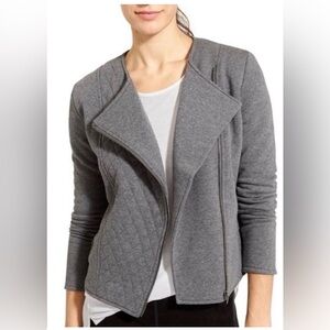 Athleta Grey quilted moto jacket sweatshirt zip XL women’s top